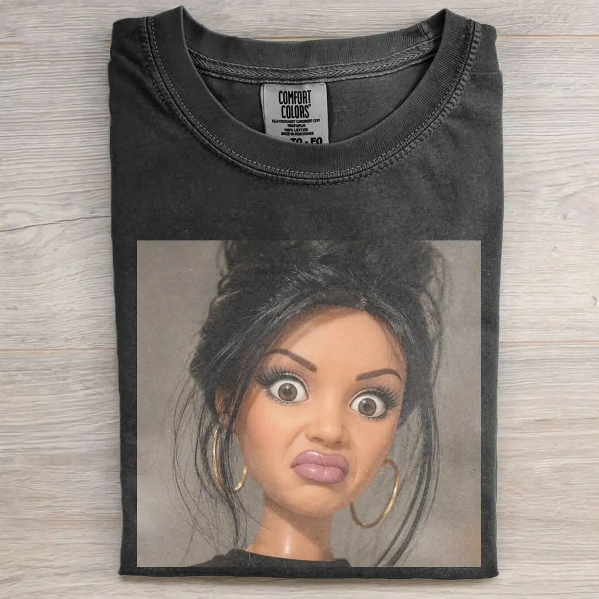 Women's Stank Face Doll Girl Meme Graphic T-Shirt - Unisex Short-Sleeve Round Neck Vintage Baggy Streetwear Top, Funny Meme Apparel for Summer, Shortsleeve